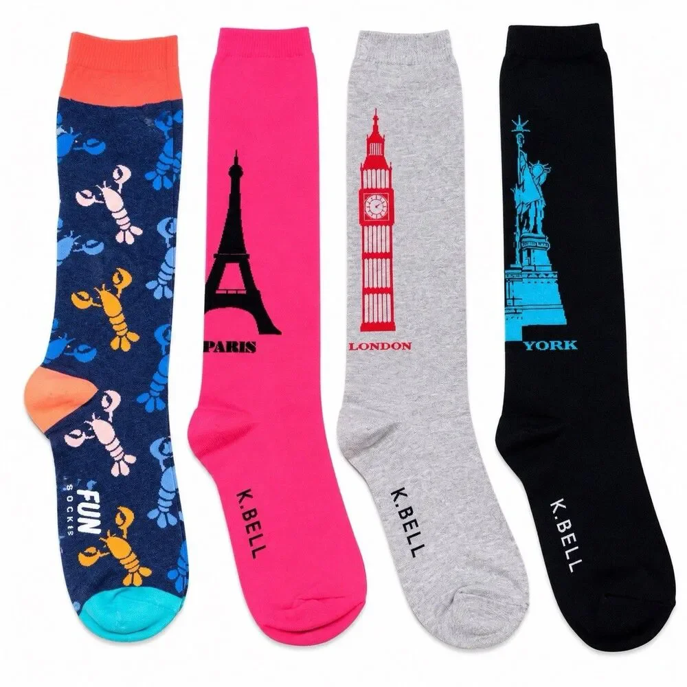 20 Pair Womens Socks Lot New Mixed K Bell Jordan Crew Knee High Novelty